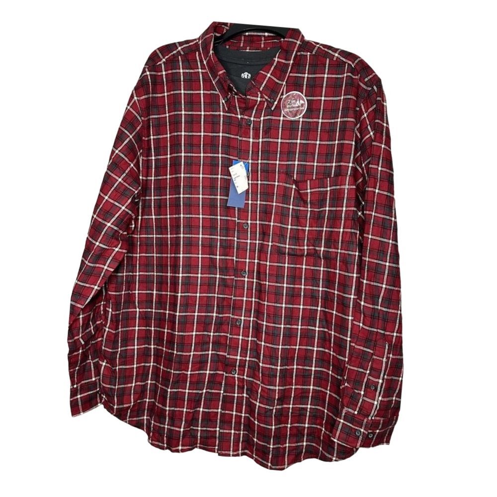 Covington Red Plaid Button-Down Shirt‎ with Bonus Tee XL
